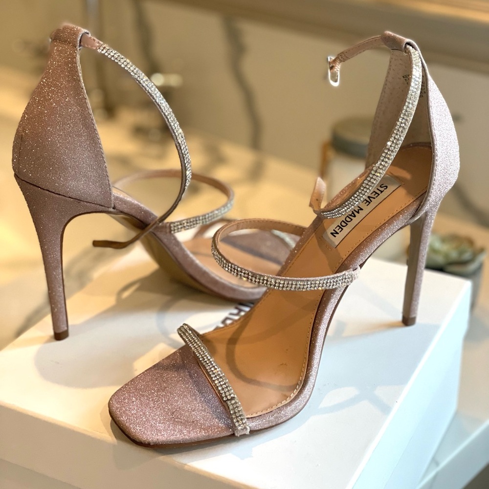 Steve Madden blush rhinestone heels